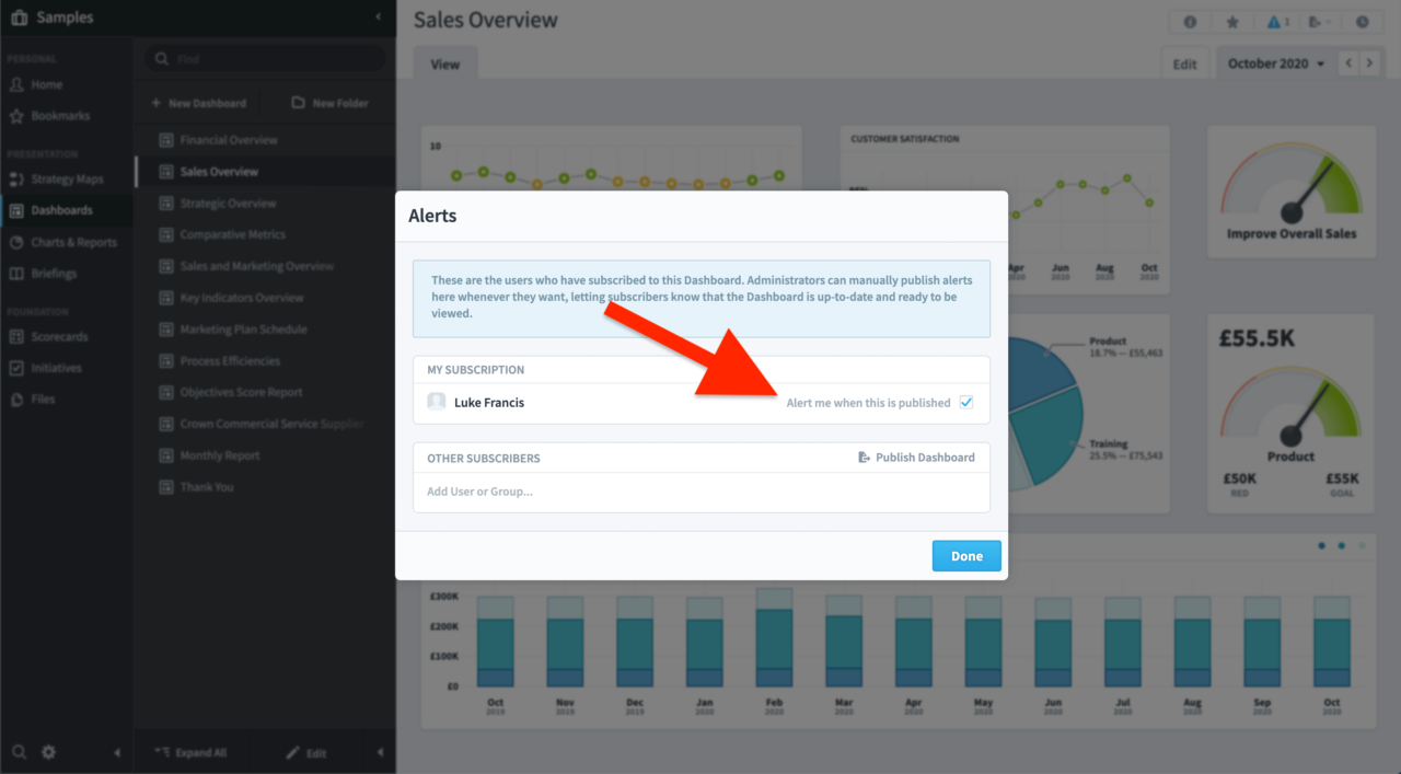 Subscribe to a Dashboard | Intrafocus