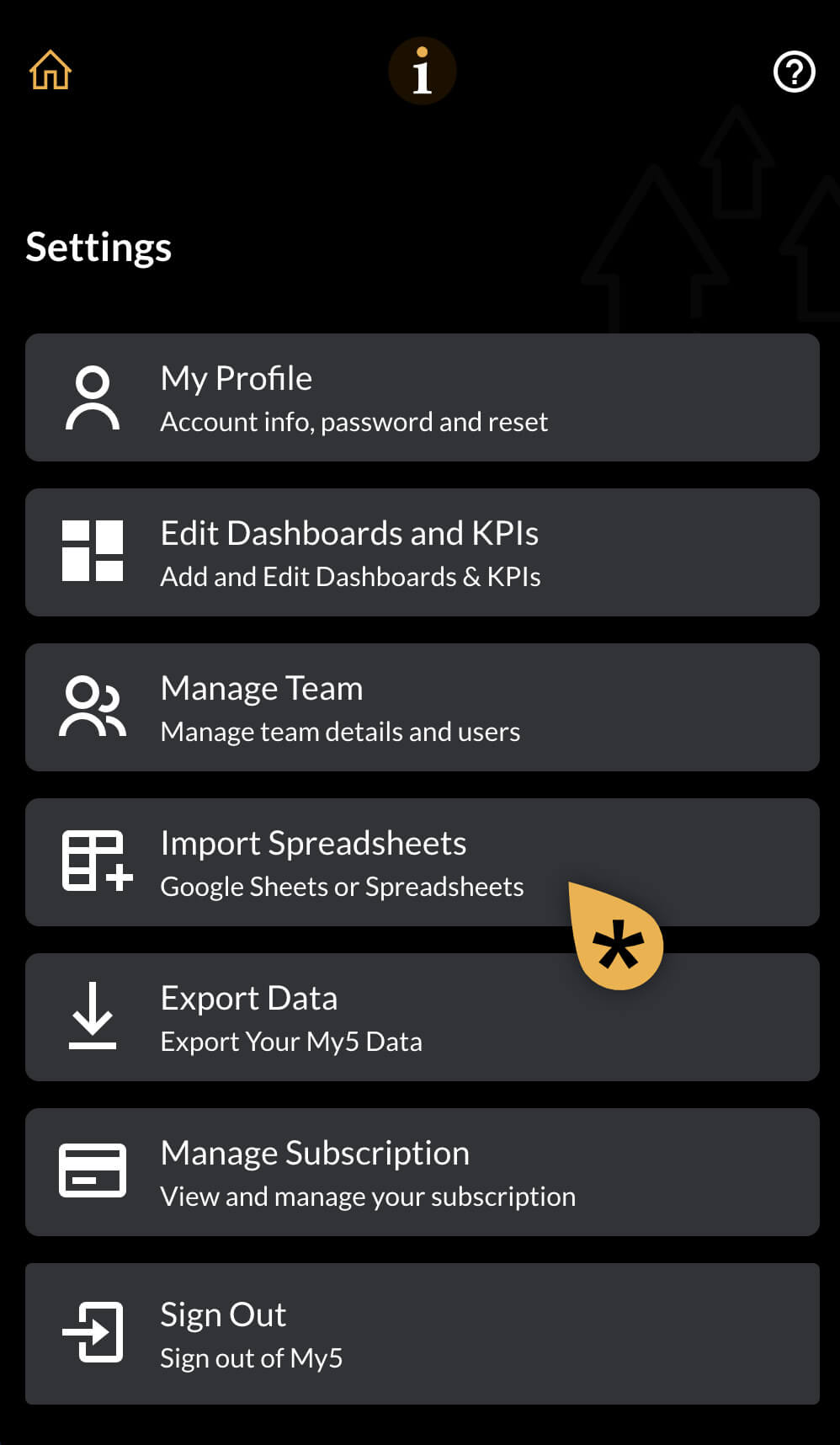 My5 - Import spreadsheet