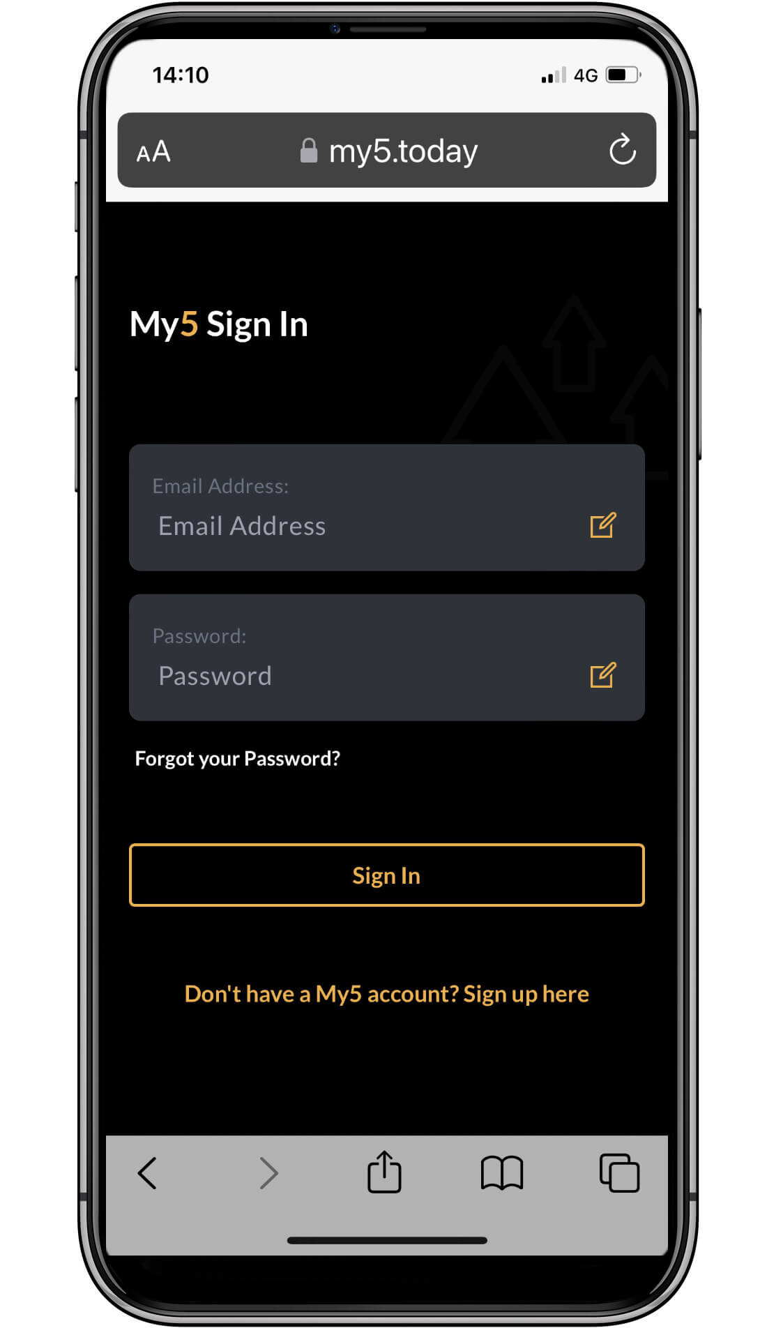 My5 - Web sign in